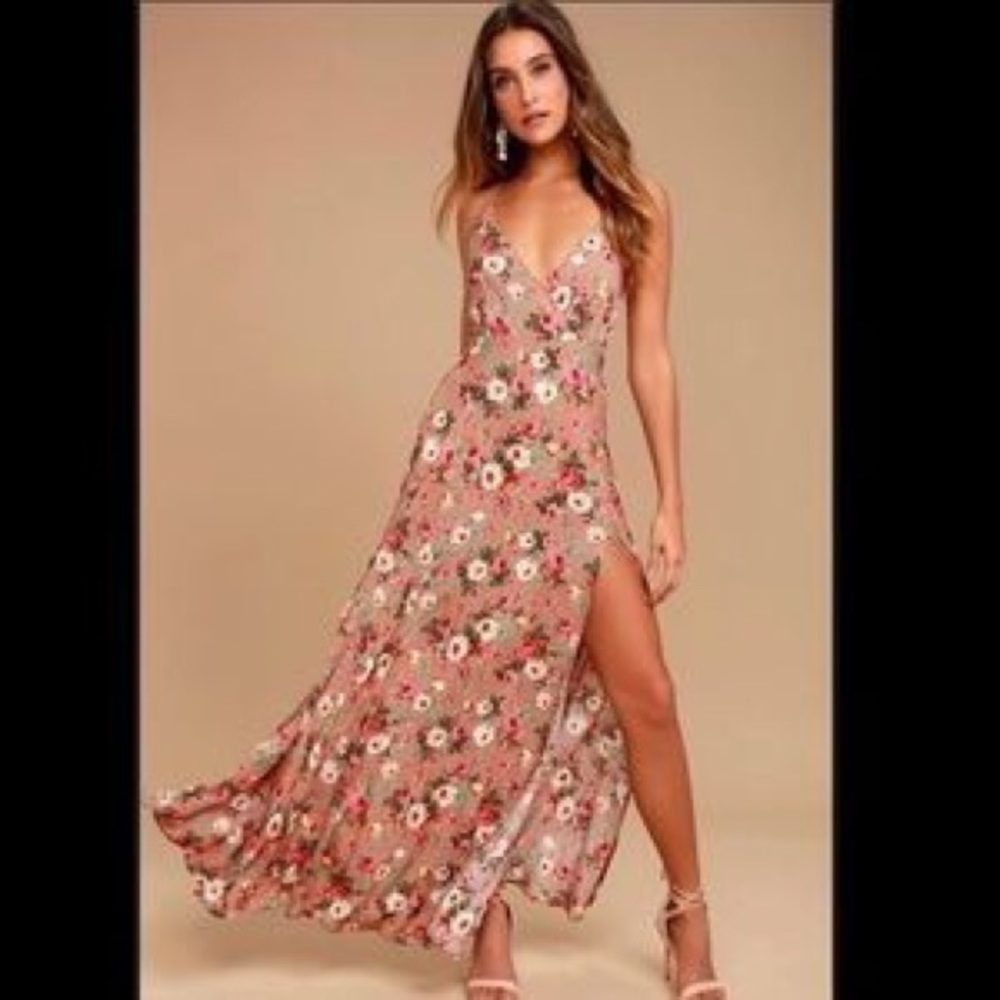 XL Lulu’s Blush Floral Print Maxi Dress